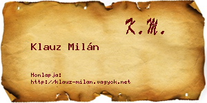 Klauz Milán névjegykártya